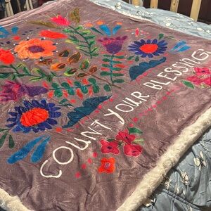 NATURAL LIFE Colorful double sided faux fur Floral Throw Blanket